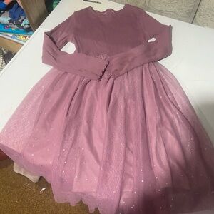 H&M Dusty Rose Pink Tulle Long Sleeve Party Dress